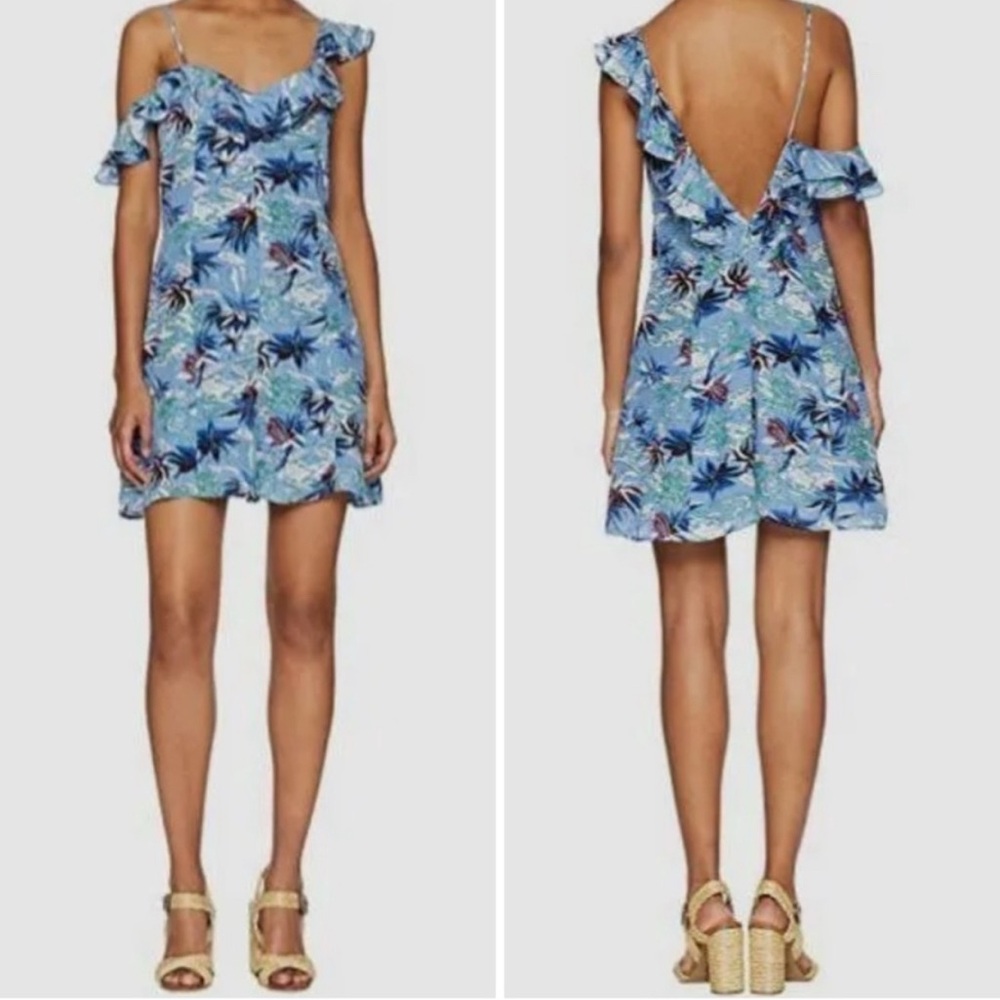 The Kooples Women's Blue 100% Silk Hawaiian Print‎ Playsuit Romper.